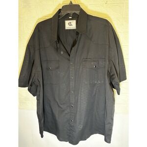 Coevals Club Men's Short‎ Sleeve Casual Western Gray Snap Buttons Shirt 3XL